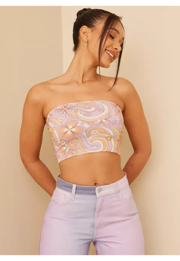 NLY Trend Printed Tube Top Linnen & ärmlösa toppar Mönstrad
