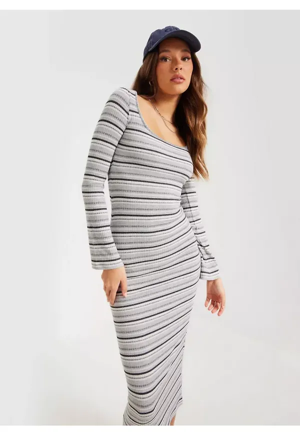 NLY Trend Scooped Long Dress Fodralklänningar Randig