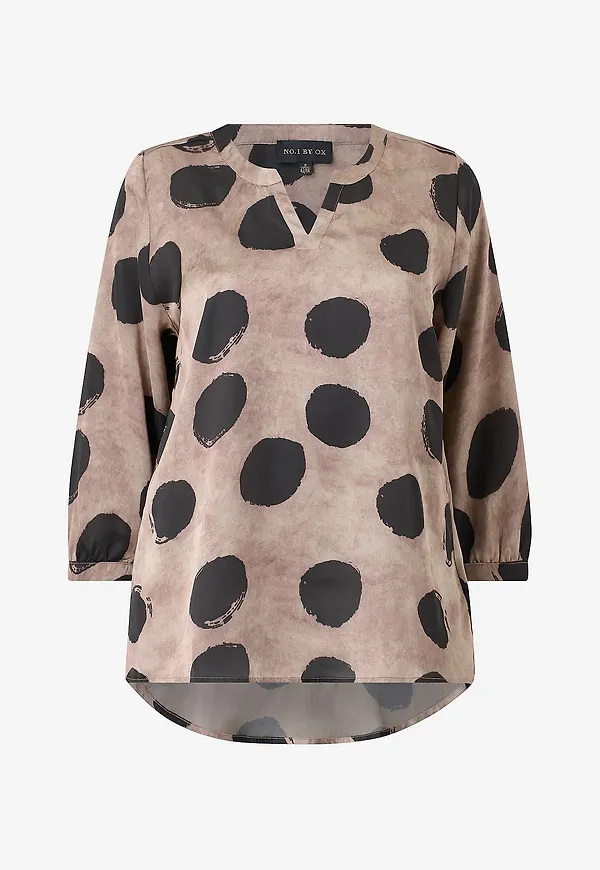 NO. 1 BY OX - Blus Loose Blouse V neck and 3/4 sleeves - Flerfärgad