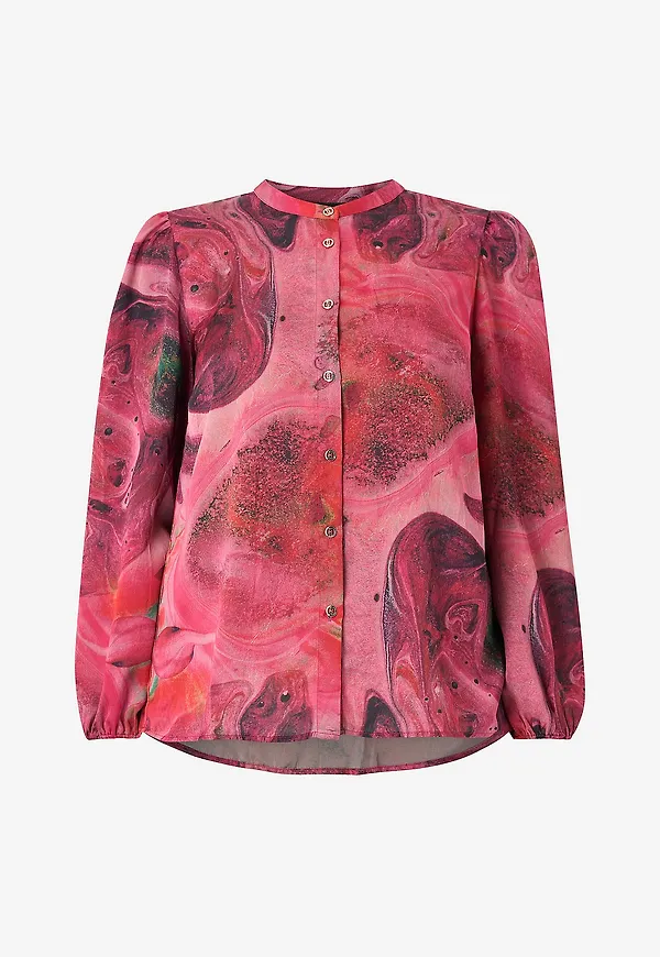 NO. 1 BY OX - Blus Shirt LS w Puff Sleeves - Rosa