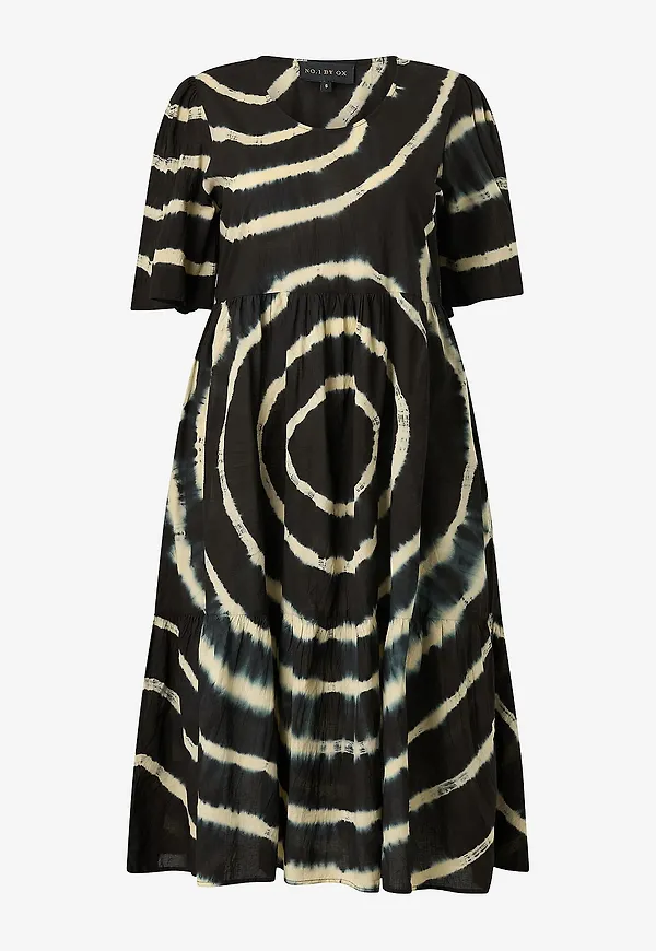 NO. 1 BY OX - Klänning Long O Neck Dress w 2 Flairs - Svart