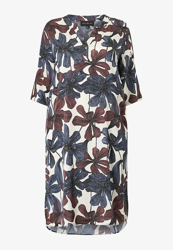 NO. 1 BY OX - Klänning Tunic Dress w Pockets in Sideseam - Flerfärgad