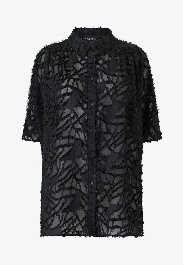 NO. 1 BY OX - Skjorta Shirt Kimono w batwing sleeves - Svart