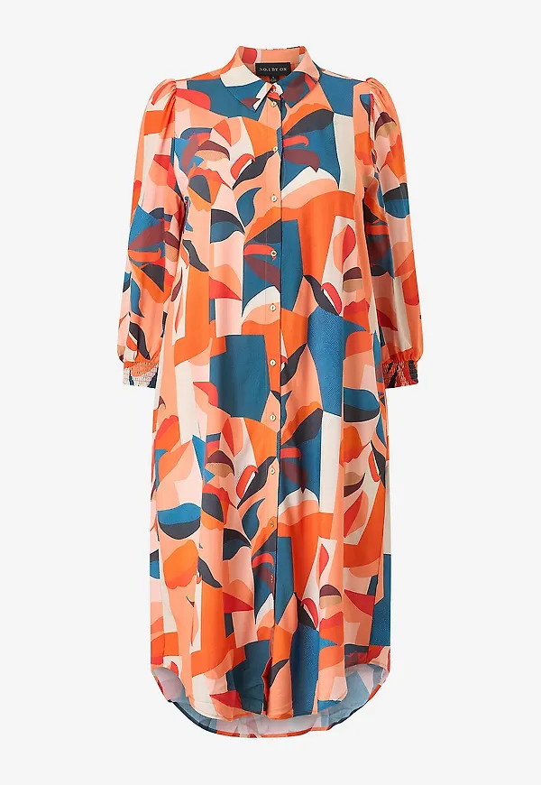 NO. 1 BY OX - Skjortklänning Puff 3/4 Sleeves - Flerfärgad