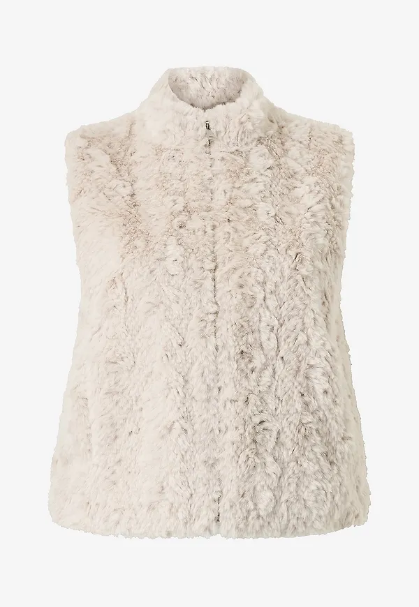NO. 1 BY OX - Väst Short Fake Fur Vest - Beige