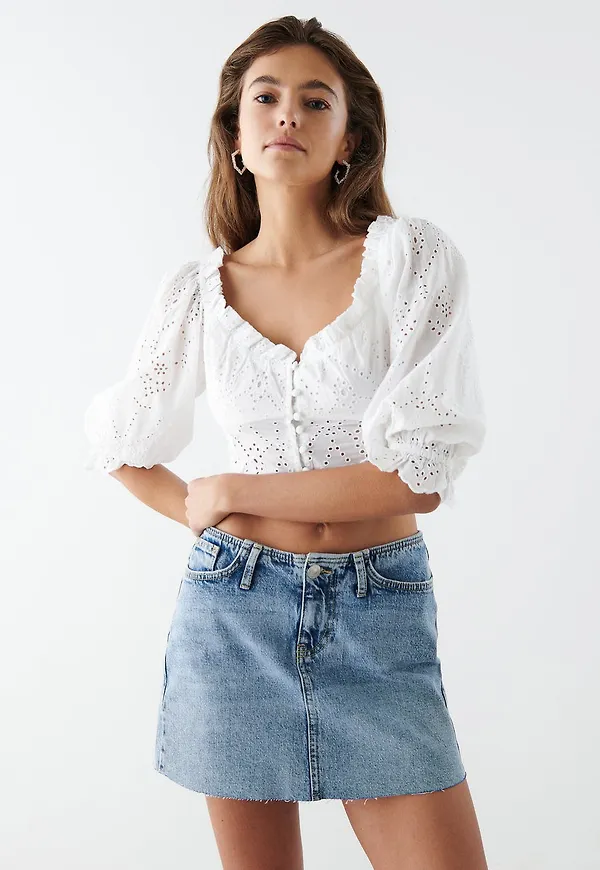 No waist denim skirt