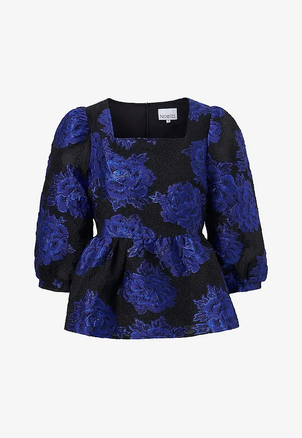 Noella - Blus Taylor Flounce Blouse - Blå