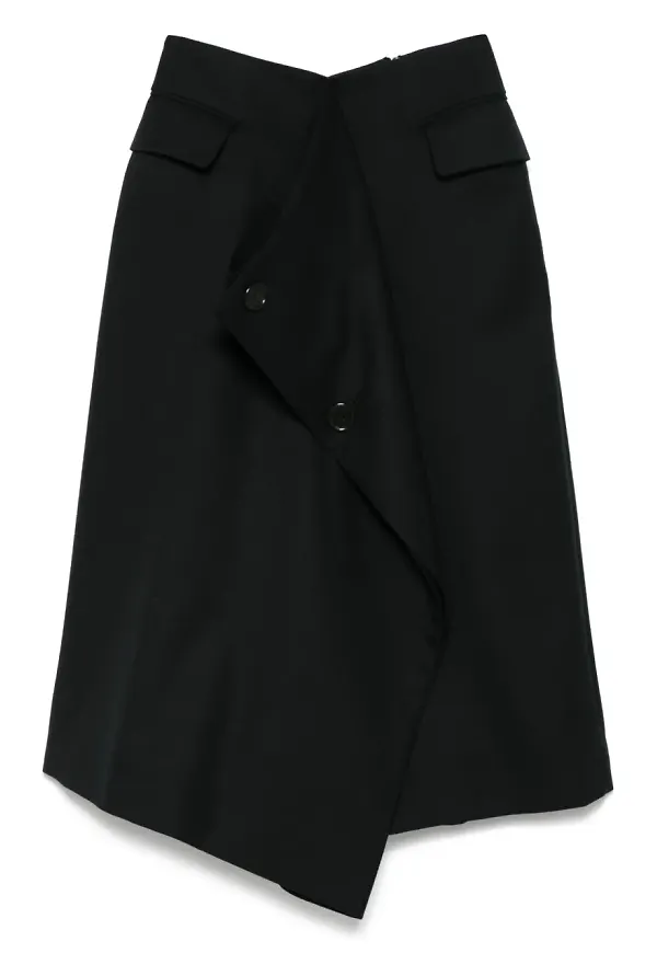 Noir Kei Ninomiya midikjol i ull - Svart