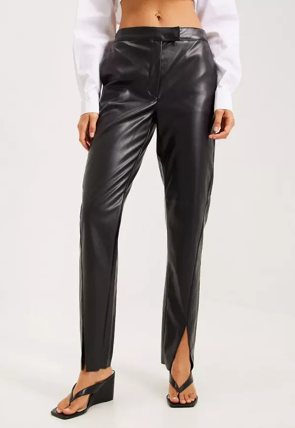 Noisy May - Skinnbyxor - Black - Nmluke Hw Front Slit Pant - Byxor