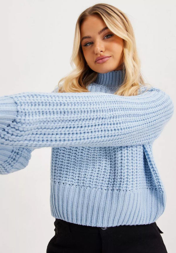Noisy May - Stickade tröjor - Cerulean - Nmtessa L/S High Neck Knit - Tröjor - Knitted sweaters