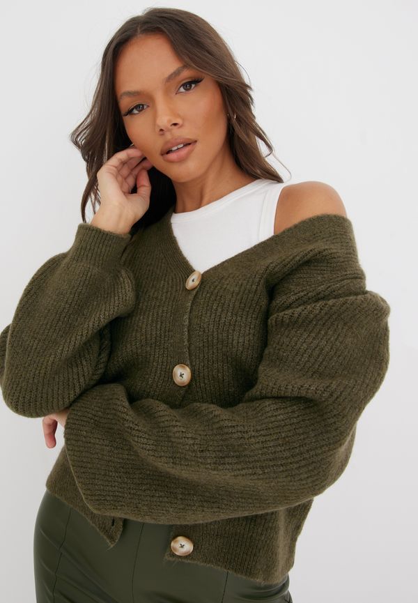 Noisy May - Tröjor - Burnt Olive - Nmson L/S V-Neck Knit Cardigan Noos - Tröjor