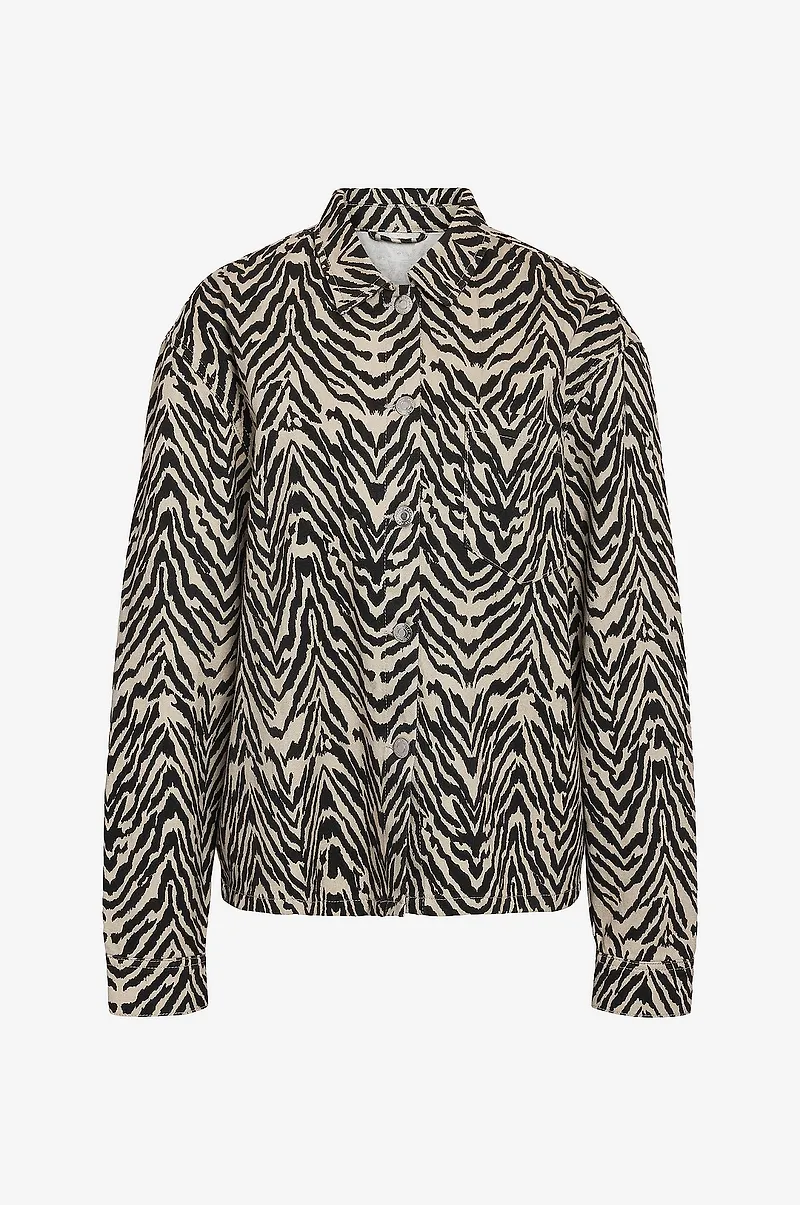 Noisy May Curve - Jacka nmMarley L/s Zebra Print Dnm Jck CU - Svart