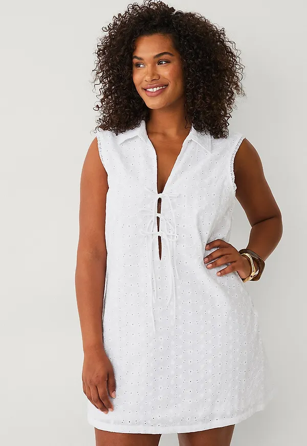 Noisy May Curve - Klänning nmSommer Short Broderie Dress - Vit