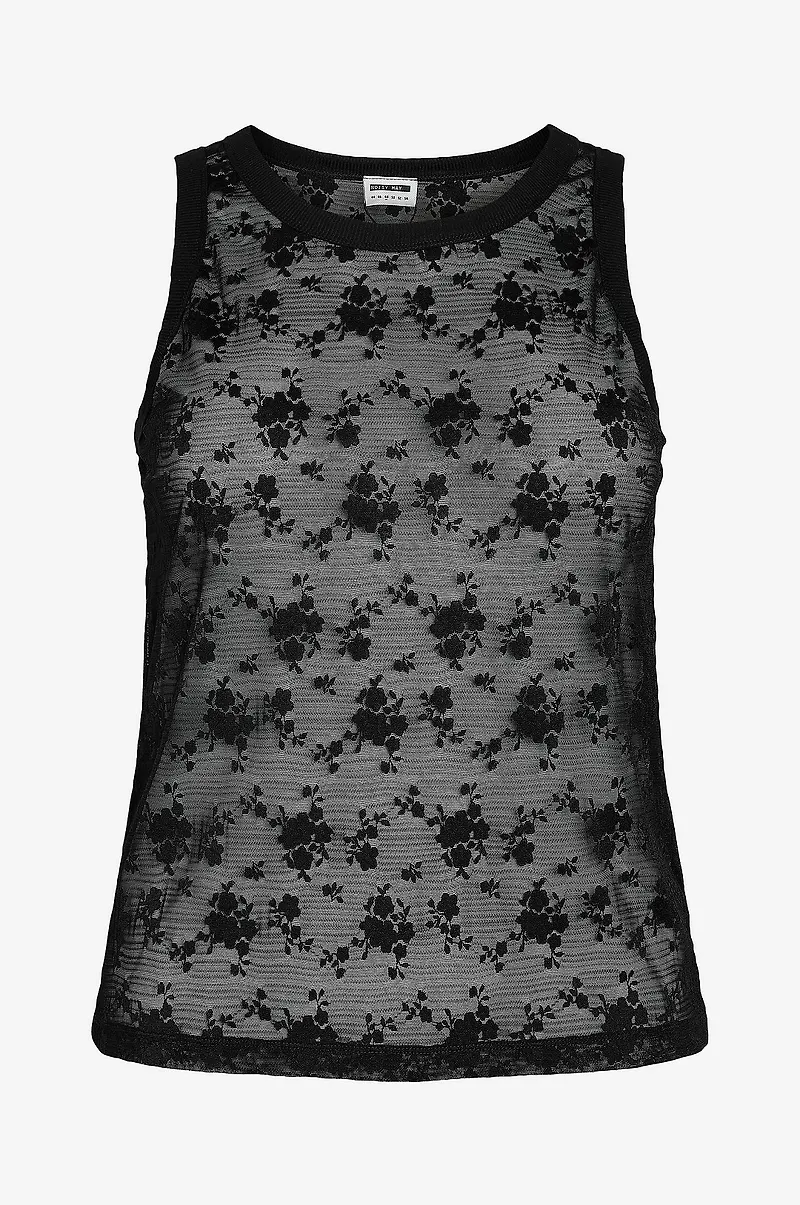 Noisy May Curve - Linne nmEve Lace Tank - Svart