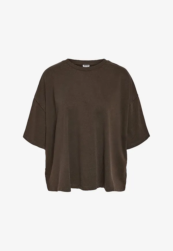 Noisy May Curve - T-shirt nmAlani Boxy Cropped Top Jrs Cur - Natur