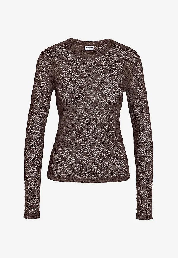 Noisy May Curve - Topp Nmjudith L/S Lace Top Curve - Natur