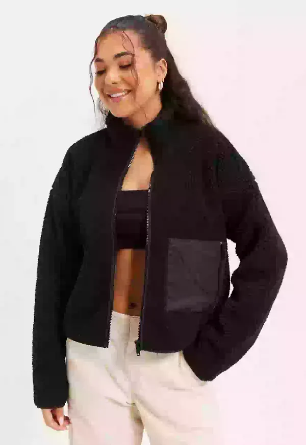 Noisy May Nmkian L/S Teddy Jacket S Teddyjackor Black Dtm Lining