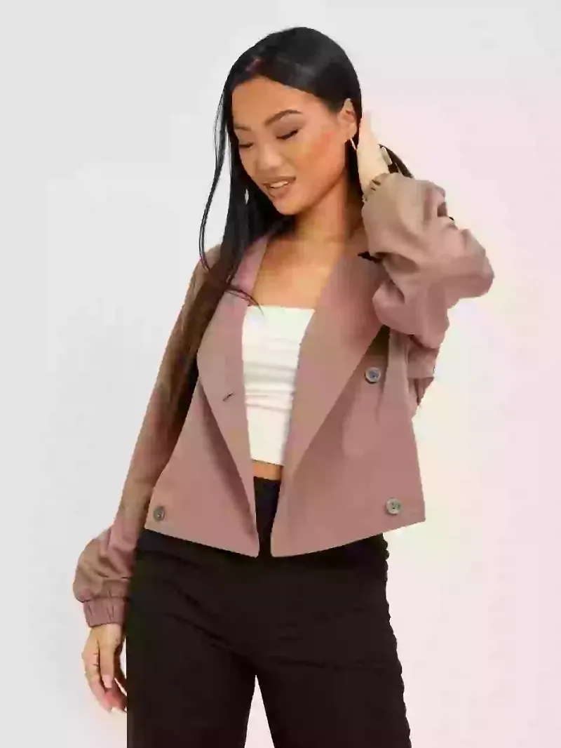 Noisy May Nmlix L/S Crop Trench Bg Trenchcoats Beaver Fur Dtm Lining