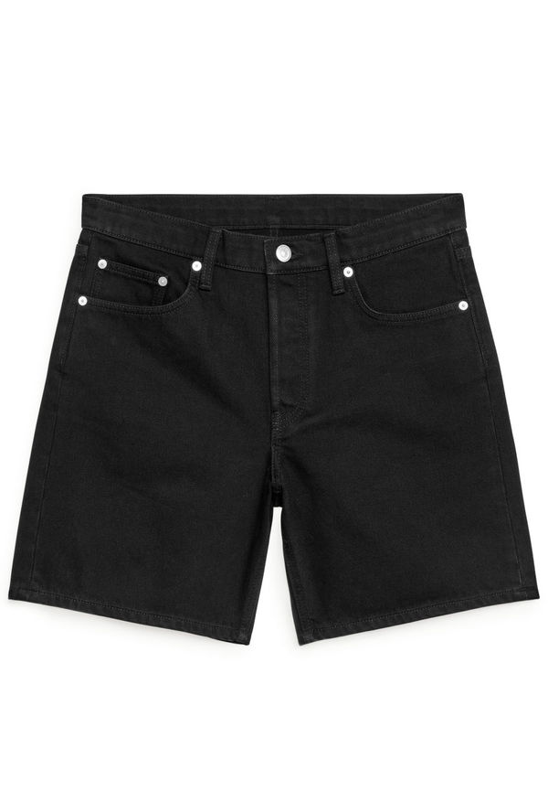 Non-Stretch Denim Shorts - Black