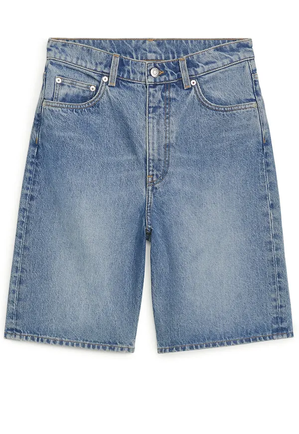 Non-Stretch Denim Shorts - Blue