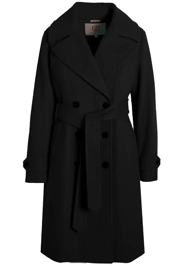 Norwegian Wool dubbelknäppt kappa - Svart