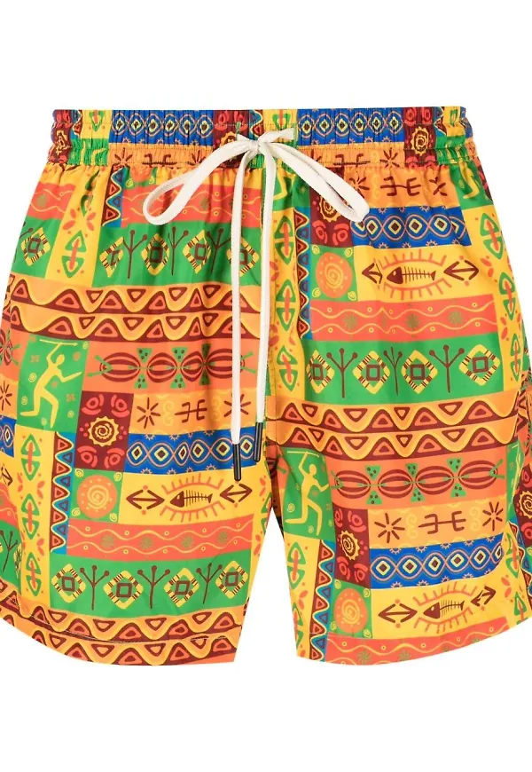 Nos Beachwear badbyxor med grafiskt tryck - Gul