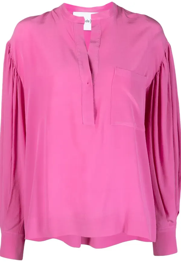 Nude långärmad sidenblus - Rosa