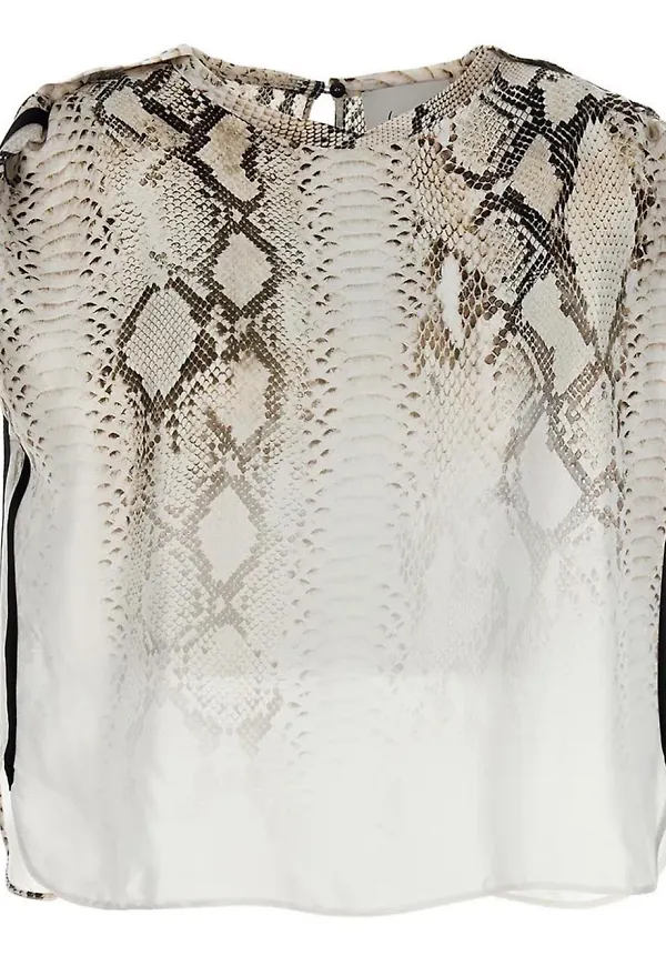 Nude ormskinnsmönstrad blus - Neutral