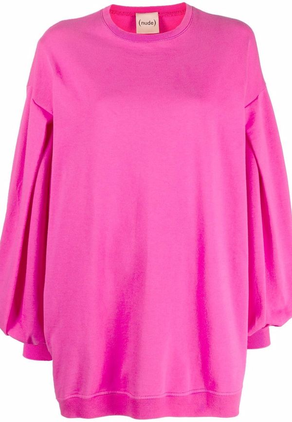 Nude oversize-sweatshirt med puffärm - Rosa