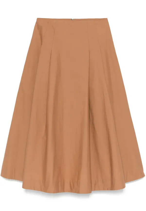 Nude pleat-detail midi skirt - Brun