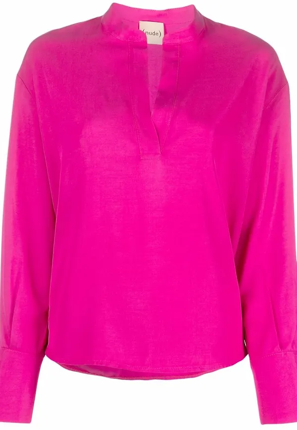 Nude skjorta med volangkant - Rosa