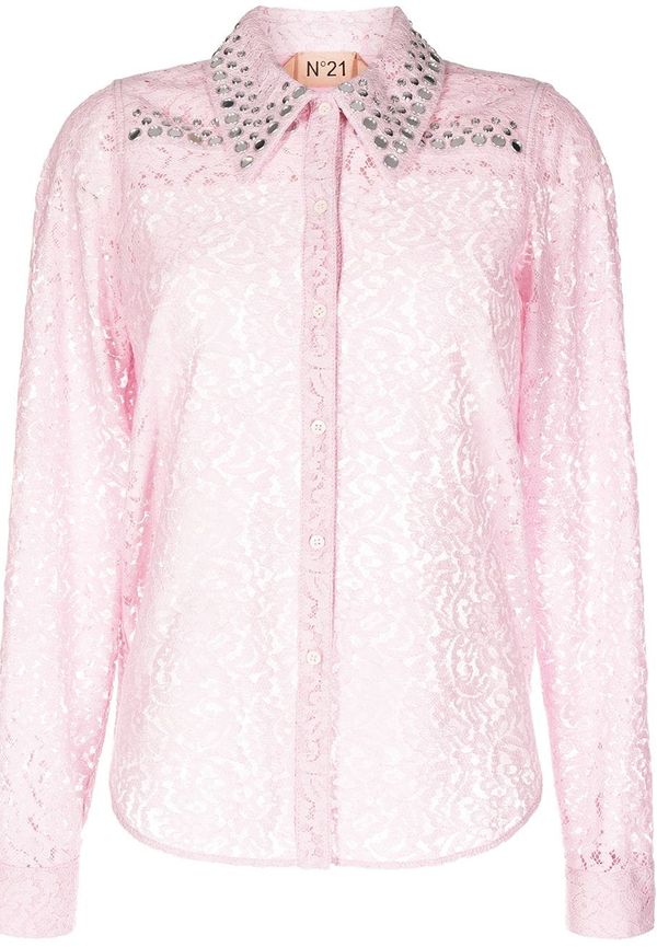 Nº21 spetsskjorta med nitar - Rosa