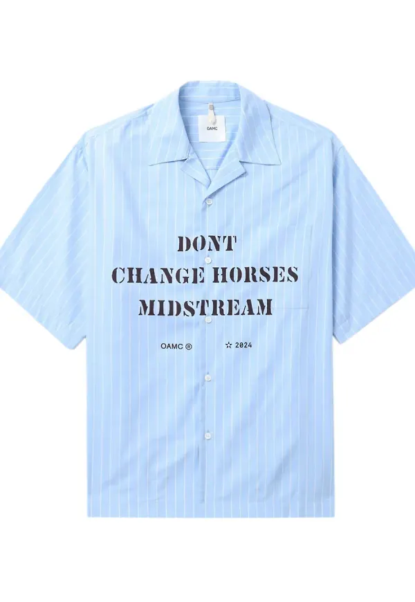 OAMC randig t-shirt med slogan - Blå