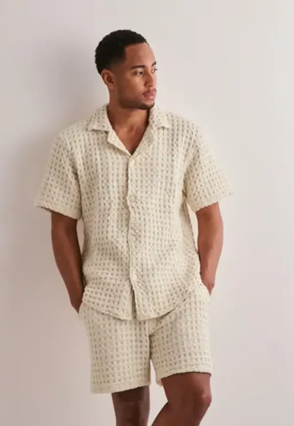 OAS Cuba Waffle Shirt Rutiga skjortor Beige