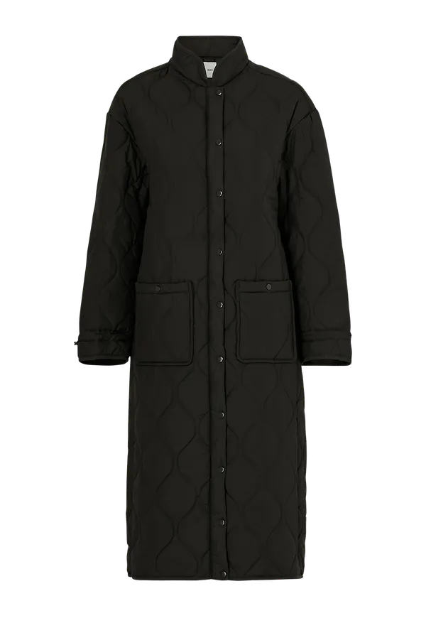 Object - Kappa objLine Long Quilted Jacket - Svart