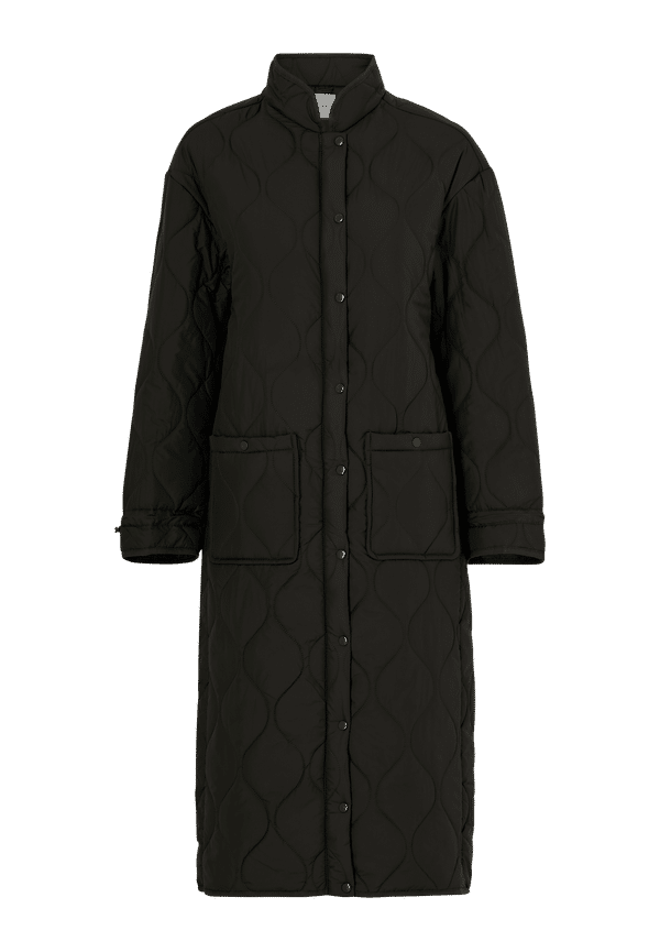 Object - Kappa objLine Long Quilted Jacket - Svart