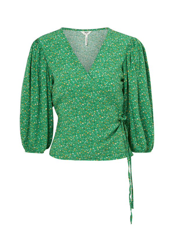 Object - Omlottblus objEma Elise Wrap 2/4 Top - Grön
