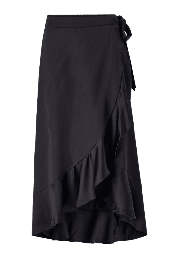 Object - Omlottkjol objSateen Wrap Skirt - Svart - 44