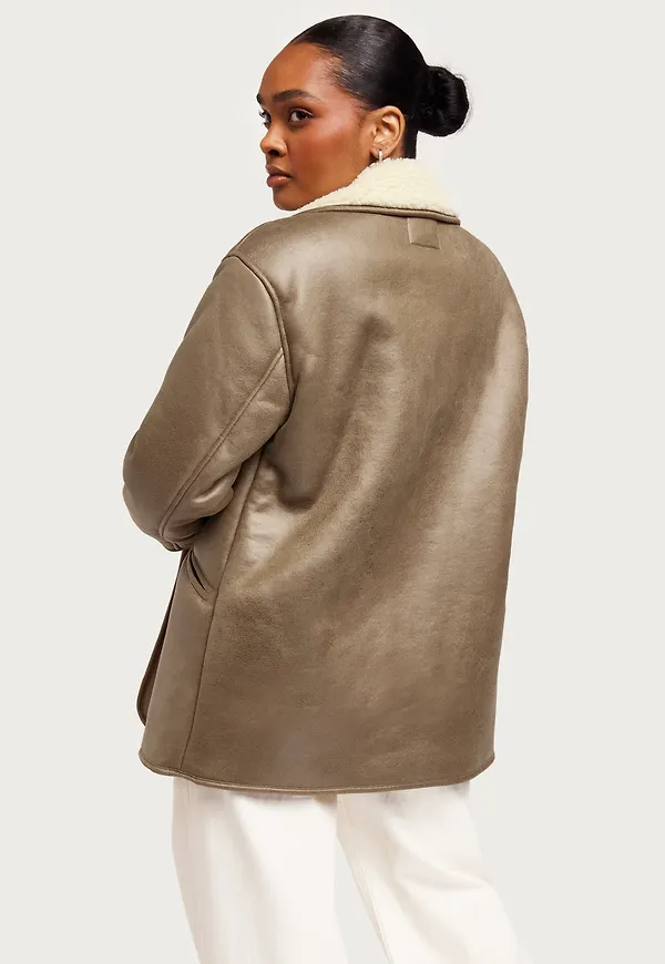 OBJECT - Beige - Objpolly Shearling Long Jacket E Pa