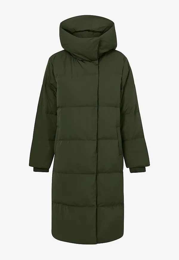 Object - Dunkappa objLouise Long Down Jacket - Grön