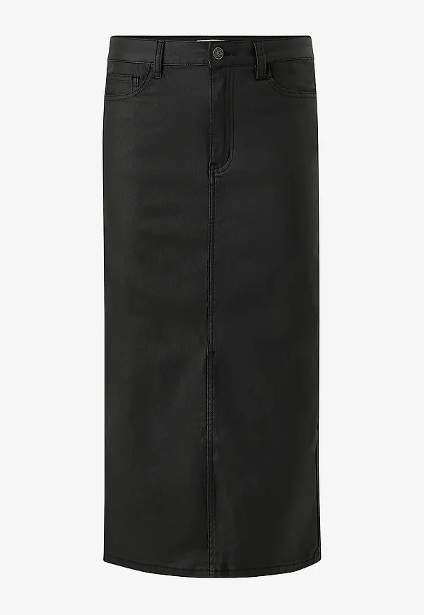 Object - Kjol objNaya Coated MW Skirt - Svart