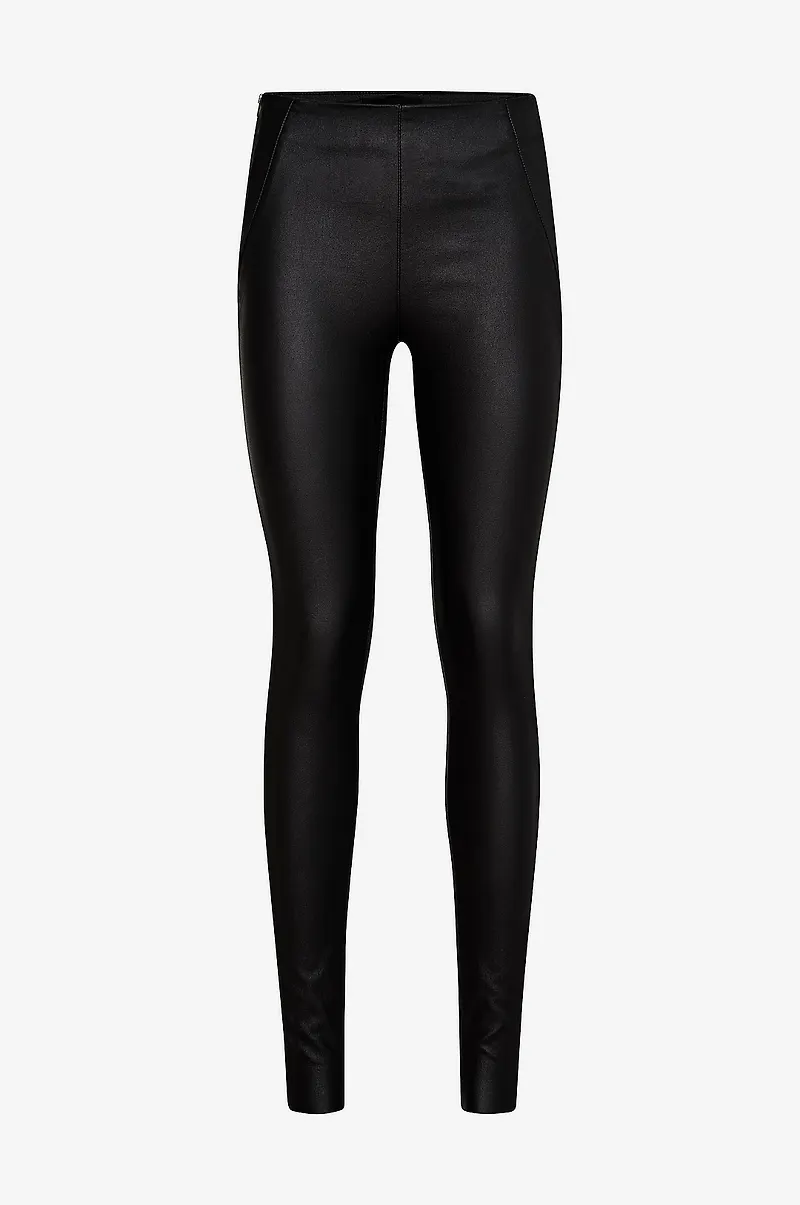 Object - Leggings objBelle MW Coated Leggings - Svart