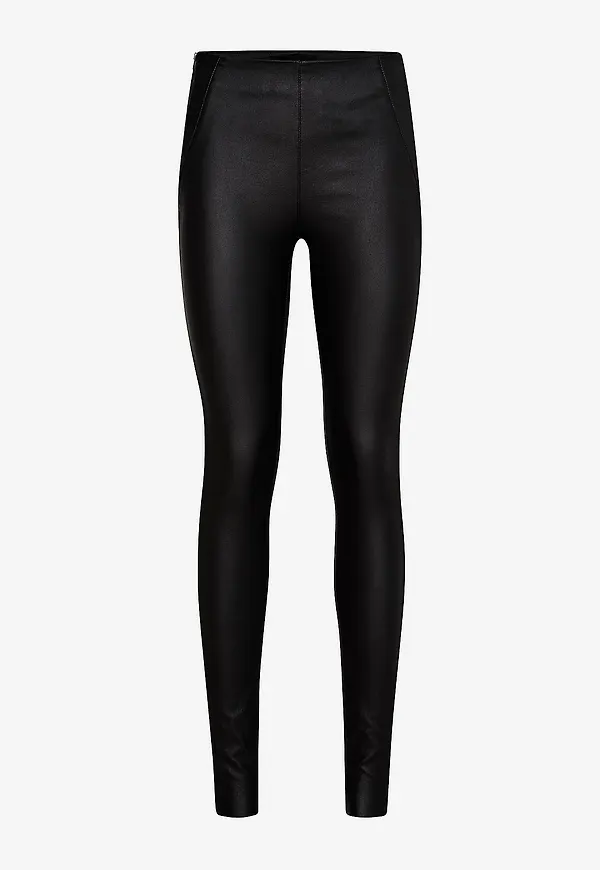 Object - Leggings objBelle MW Coated Leggings - Svart