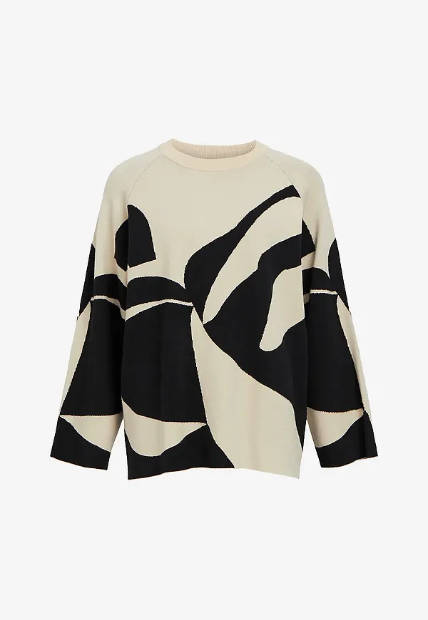 Object - Tröja objSif LO L/S Knit Pullover - Beige
