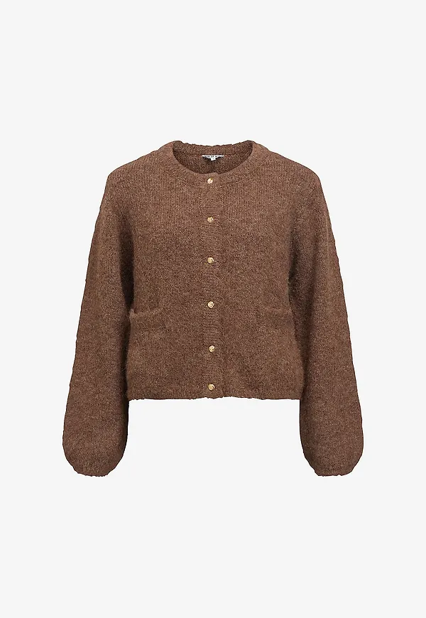 Object - Cardigan objSaggia RE L/S Knit - Brun