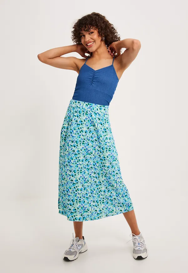 Object Collectors Item - Midikjolar - Cloud Dancer Blue Floral - Objpapaya Hw Long Skirt a Div - Kjolar - Midi Skirts