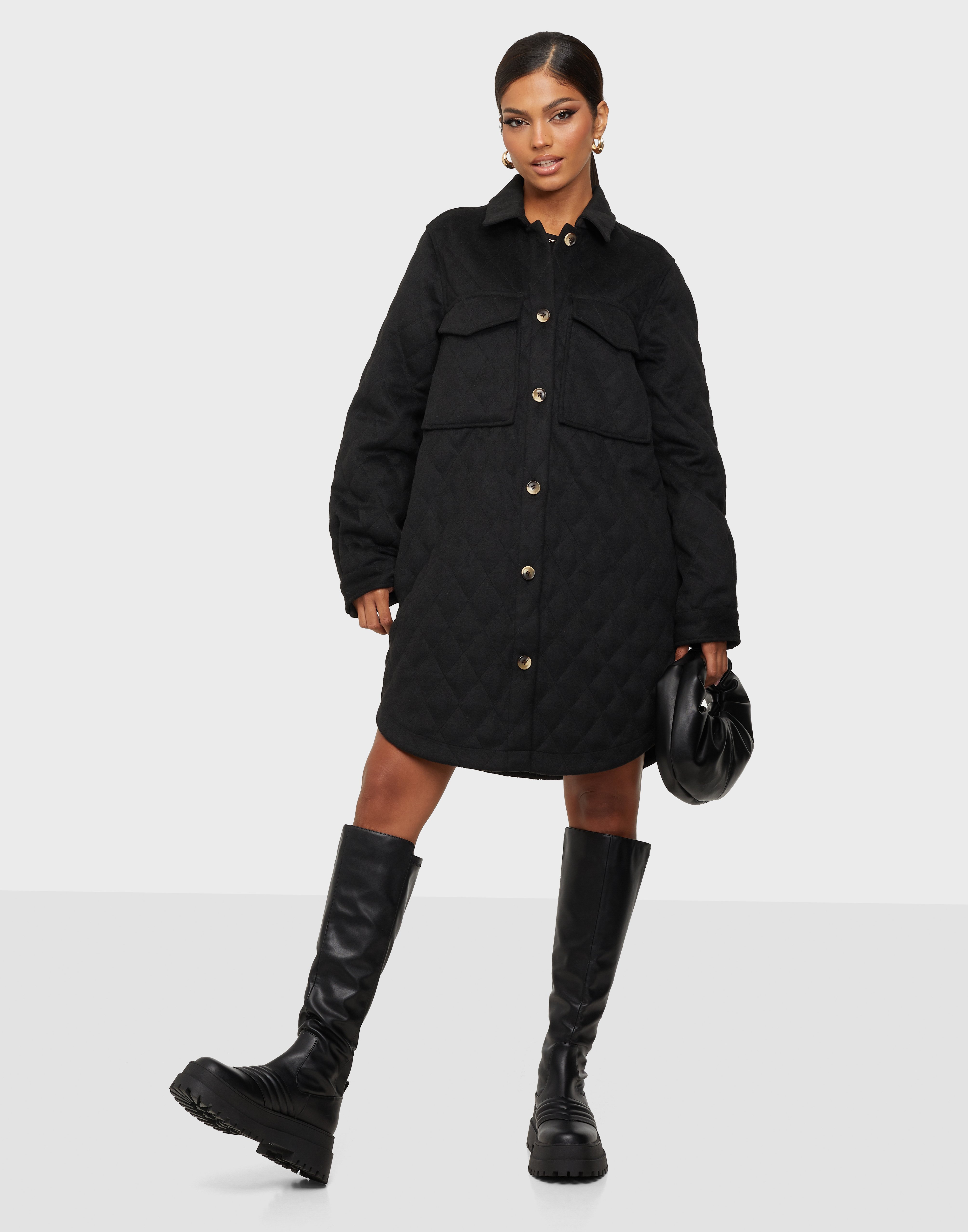 Object Collectors Item - skjortjackor - Black - Objvera Owen Long Quilt Jacket Noos - Jackor