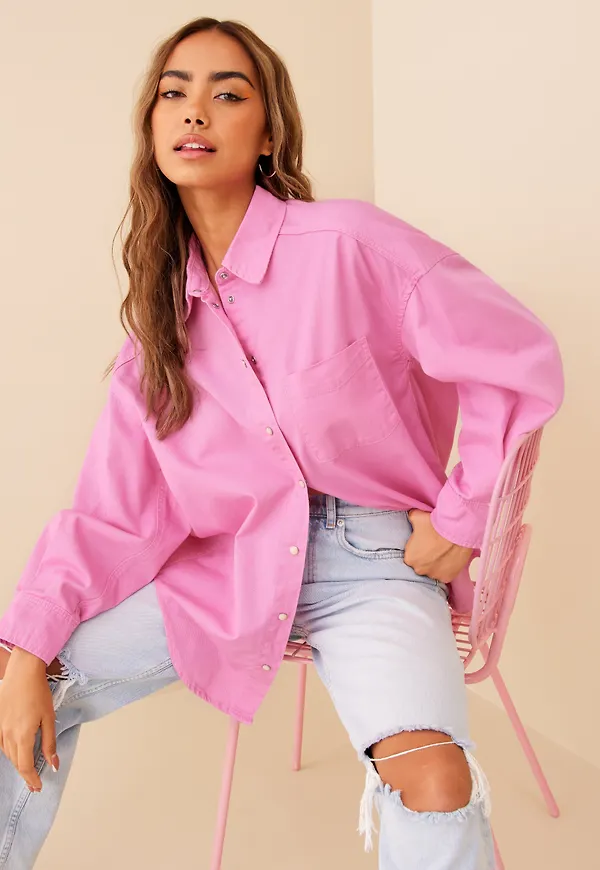 Object Collectors Item - Skjortor - Begonia Pink - Objdaniella Denim Shirt 120 - Blusar & Skjortor - shirts