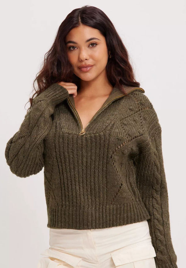 Object Collectors Item - Stickade tröjor - Dark Earth Melange - Objkelly L/S Knit Pullover PB12 - Tröjor - Knitted sweaters