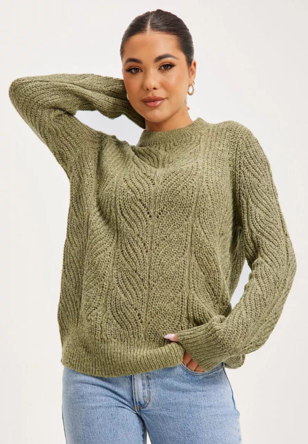 Object Collectors Item - Stickade tröjor - Sage Melange - Objnova Stella L/S Knit Pullover No - Tröjor - Knitted sweaters